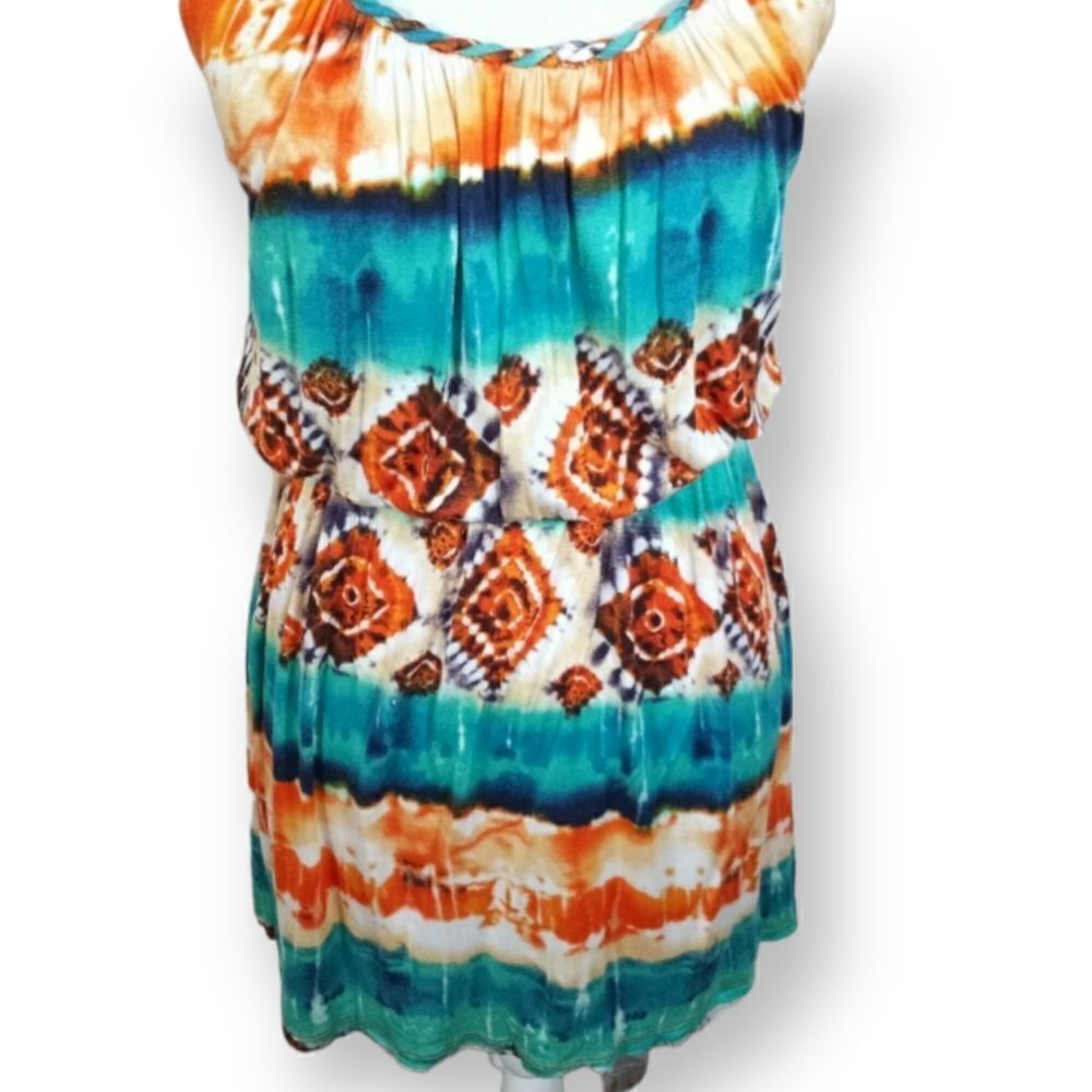 SOPRANO TURQUOISE & ORANGE DRESS SZ.M EUC - Picture 4 of 8
